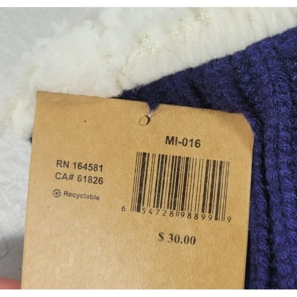 Just Cozy Cable Knit Super Soft Sherpa Lined Mittens - Blue - One Size